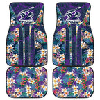 Melbourne Storm Car Mats Tropical Hibiscus Floral Pattern With Purple And Blue Accents