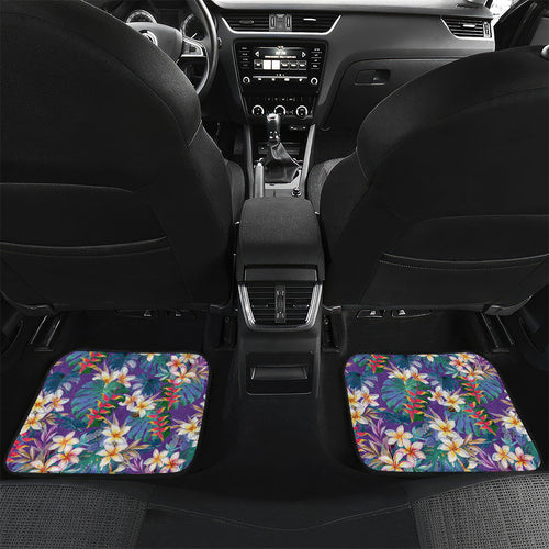 Melbourne Storm Car Mats Tropical Hibiscus Floral Pattern With Purple And Blue Accents