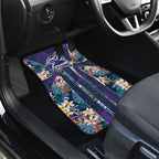 Melbourne Storm Car Mats Tropical Hibiscus Floral Pattern With Purple And Blue Accents