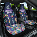 Melbourne Storm Car Seat Cover Tropical Hibiscus Floral Pattern With Purple And Blue Accents