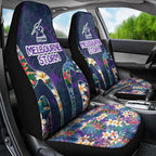 Melbourne Storm Car Seat Cover Tropical Hibiscus Floral Pattern With Purple And Blue Accents