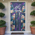Melbourne Storm Door Cover Tropical Hibiscus Floral Pattern With Purple And Blue Accents