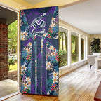 Melbourne Storm Door Cover Tropical Hibiscus Floral Pattern With Purple And Blue Accents
