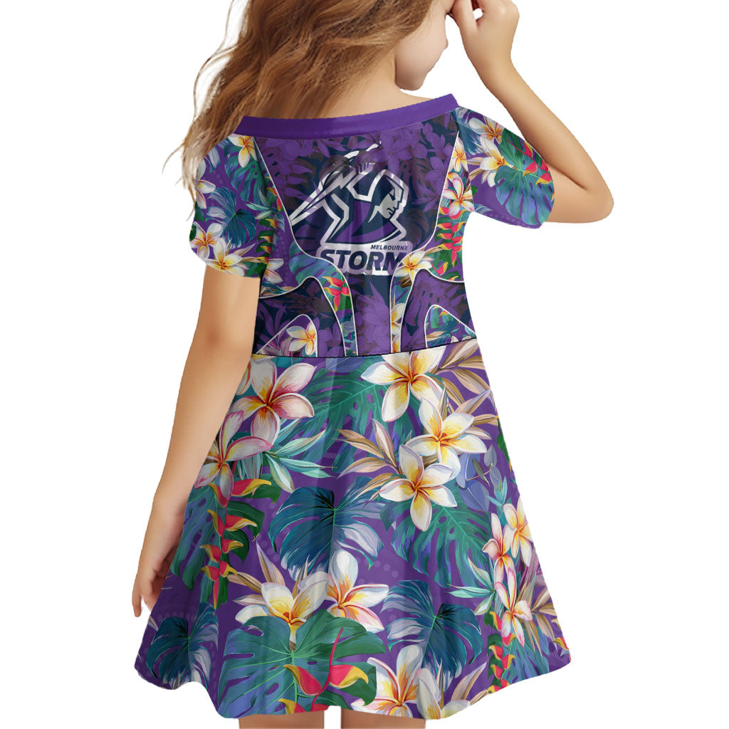 Melbourne Storm Family Matching Long Sleeve Bodycon Dress and Hawaiian Shirt Tropical Hibiscus Floral Pattern With Purple And Blue Accents