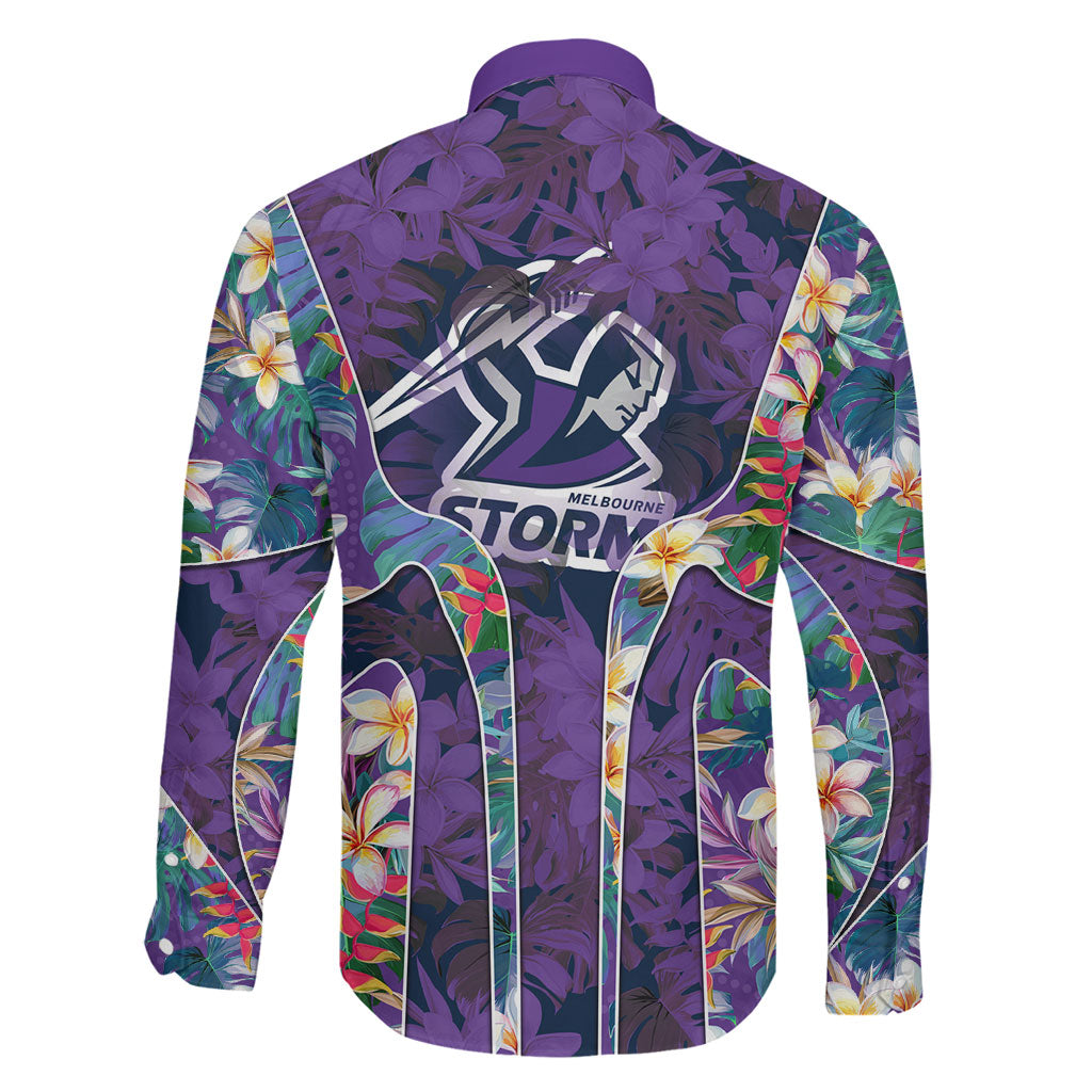 Melbourne Storm Family Matching Mermaid Dress and Hawaiian Shirt Tropical Hibiscus Floral Pattern With Purple And Blue Accents