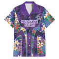 Melbourne Storm Family Matching Summer Maxi Dress and Hawaiian Shirt Tropical Hibiscus Floral Pattern With Purple And Blue Accents