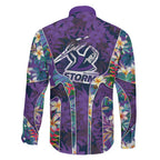 Melbourne Storm Family Matching Tank Maxi Dress and Hawaiian Shirt Tropical Hibiscus Floral Pattern With Purple And Blue Accents