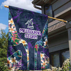 Melbourne Storm Garden Flag Tropical Hibiscus Floral Pattern With Purple And Blue Accents