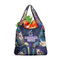 Melbourne Storm Grocery Bag Tropical Hibiscus Floral Pattern With Purple And Blue Accents