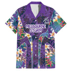 Melbourne Storm Hawaiian Shirt Tropical Hibiscus Floral Pattern With Purple And Blue Accents
