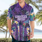 Melbourne Storm Hawaiian Shirt Tropical Hibiscus Floral Pattern With Purple And Blue Accents