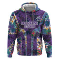 Melbourne Storm Hoodie Tropical Hibiscus Floral Pattern With Purple And Blue Accents