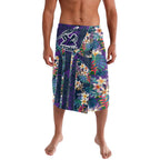 Melbourne Storm Lavalava Tropical Hibiscus Floral Pattern With Purple And Blue Accents