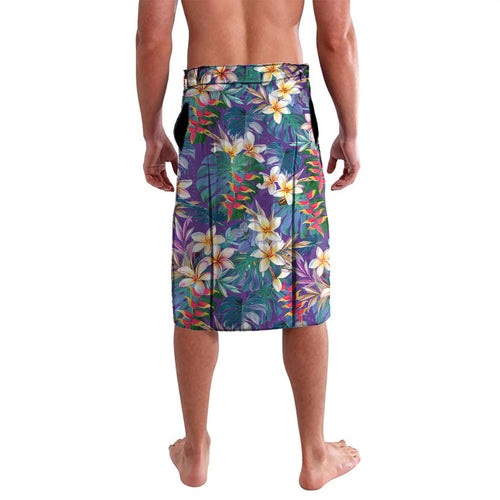 Melbourne Storm Lavalava Tropical Hibiscus Floral Pattern With Purple And Blue Accents