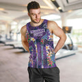 Melbourne Storm Men Tank Top Tropical Hibiscus Floral Pattern With Purple And Blue Accents