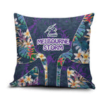 Melbourne Storm Pillow Cover Tropical Hibiscus Floral Pattern With Purple And Blue Accents