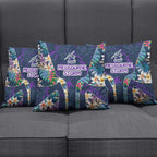 Melbourne Storm Pillow Cover Tropical Hibiscus Floral Pattern With Purple And Blue Accents