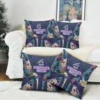 Melbourne Storm Pillow Cover Tropical Hibiscus Floral Pattern With Purple And Blue Accents