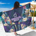 Melbourne Storm Sarong Tropical Hibiscus Floral Pattern With Purple And Blue Accents