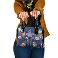 Melbourne Storm Shoulder Handbag Tropical Hibiscus Floral Pattern With Purple And Blue Accents