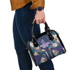 Melbourne Storm Shoulder Handbag Tropical Hibiscus Floral Pattern With Purple And Blue Accents