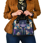 Melbourne Storm Shoulder Handbag Tropical Hibiscus Floral Pattern With Purple And Blue Accents