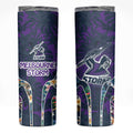 Melbourne Storm Skinny Tumbler Tropical Hibiscus Floral Pattern With Purple And Blue Accents