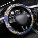 Melbourne Storm Steering Wheel Cover Tropical Hibiscus Floral Pattern With Purple And Blue Accents