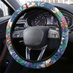 Melbourne Storm Steering Wheel Cover Tropical Hibiscus Floral Pattern With Purple And Blue Accents