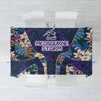 Melbourne Storm Tablecloth Tropical Hibiscus Floral Pattern With Purple And Blue Accents
