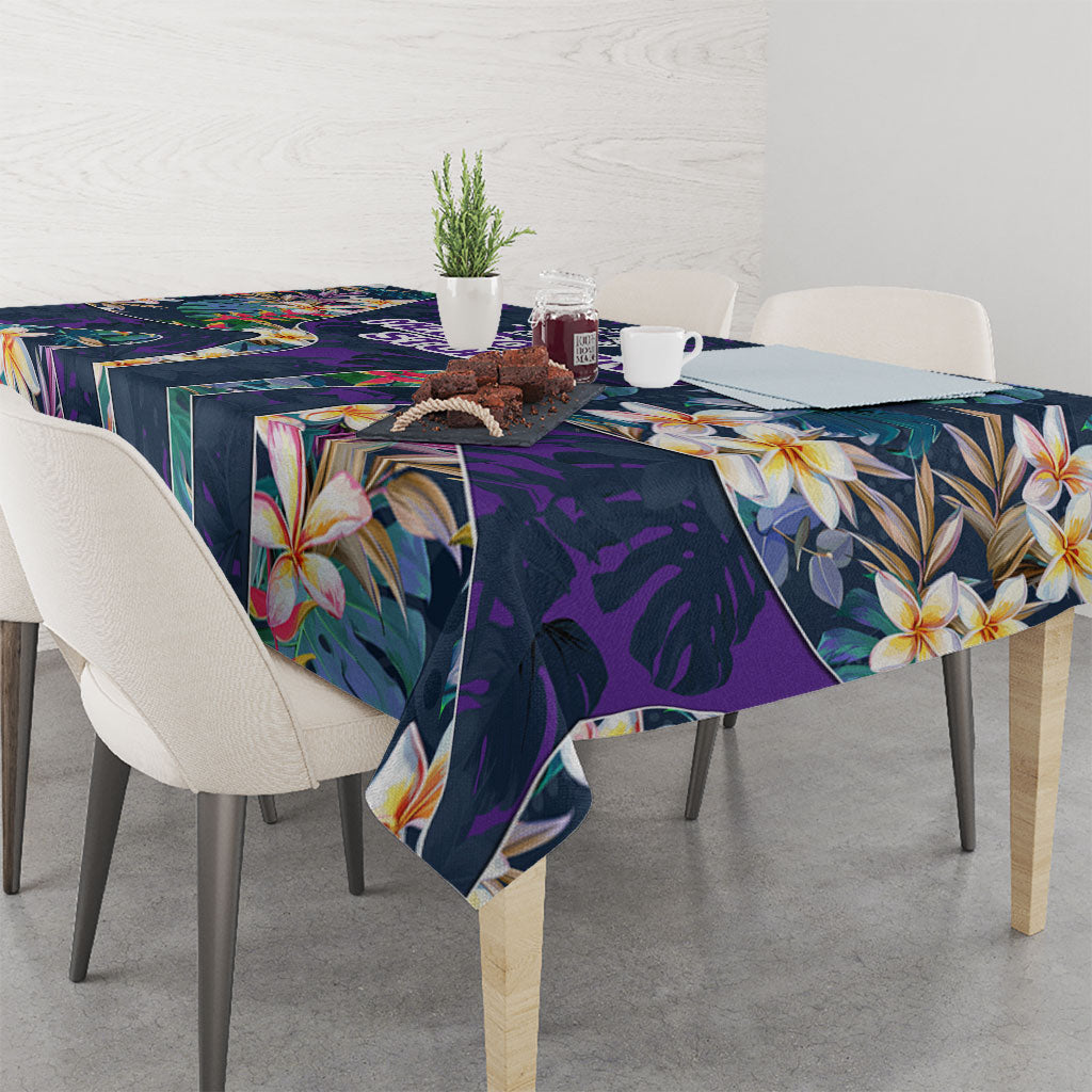 Melbourne Storm Tablecloth Tropical Hibiscus Floral Pattern With Purple And Blue Accents
