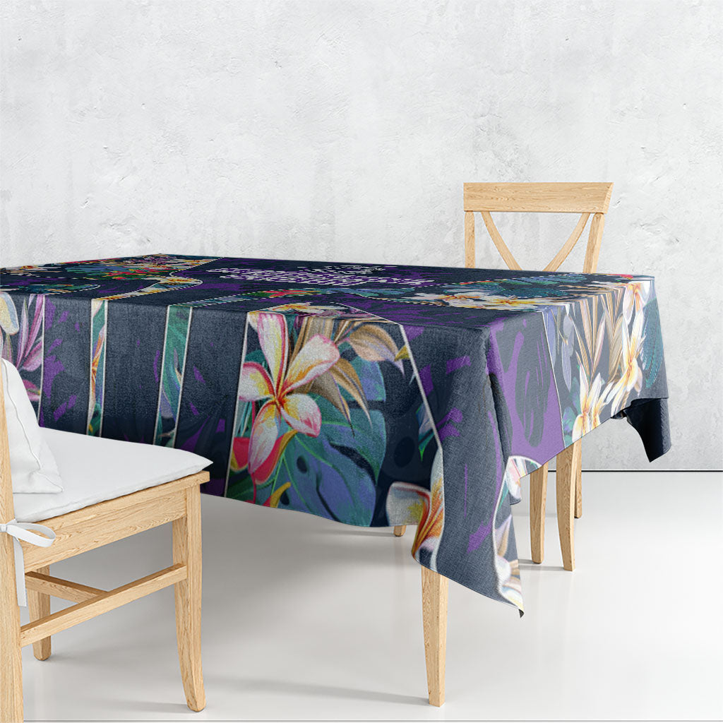 Melbourne Storm Tablecloth Tropical Hibiscus Floral Pattern With Purple And Blue Accents