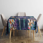 Melbourne Storm Tablecloth Tropical Hibiscus Floral Pattern With Purple And Blue Accents