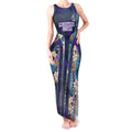 Melbourne Storm Tank Maxi Dress Tropical Hibiscus Floral Pattern With Purple And Blue Accents