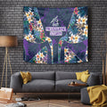 Melbourne Storm Tapestry Tropical Hibiscus Floral Pattern With Purple And Blue Accents