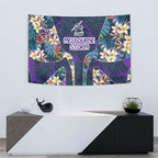 Melbourne Storm Tapestry Tropical Hibiscus Floral Pattern With Purple And Blue Accents