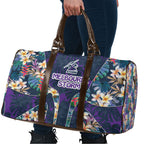Melbourne Storm Travel Bag Tropical Hibiscus Floral Pattern With Purple And Blue Accents