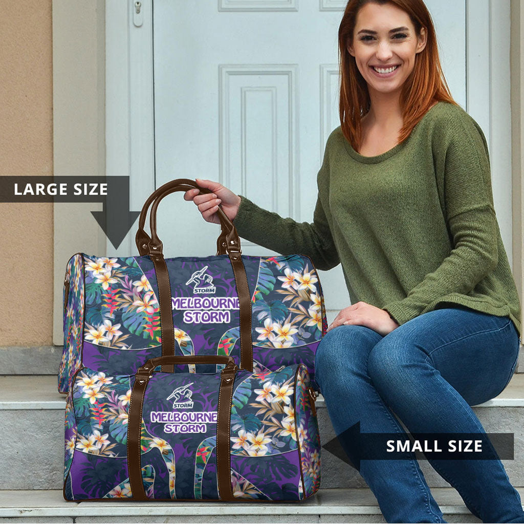 Melbourne Storm Travel Bag Tropical Hibiscus Floral Pattern With Purple And Blue Accents
