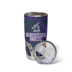 Melbourne Storm Tumbler Cup Tropical Hibiscus Floral Pattern With Purple And Blue Accents