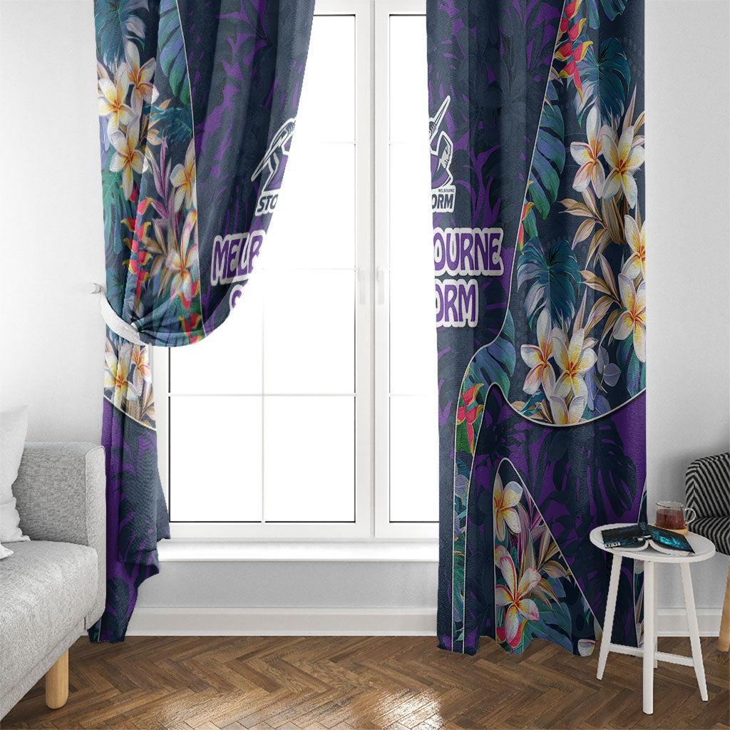 Melbourne Storm Window Curtain Tropical Hibiscus Floral Pattern With Purple And Blue Accents