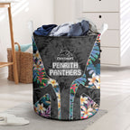 Penrith Panthers Laundry Basket Tropical Hibiscus Floral Pattern With Black And Grey Accents