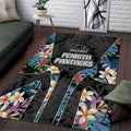 Penrith Panthers Area Rug Tropical Hibiscus Floral Pattern With Black And Grey Accents