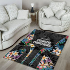 Penrith Panthers Area Rug Tropical Hibiscus Floral Pattern With Black And Grey Accents