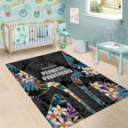 Penrith Panthers Area Rug Tropical Hibiscus Floral Pattern With Black And Grey Accents