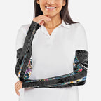 Penrith Panthers Arm Sleeves Tropical Hibiscus Floral Pattern With Black And Grey Accents