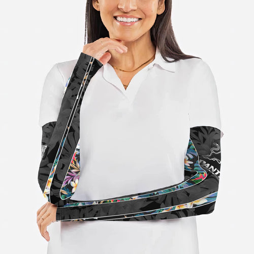 Penrith Panthers Arm Sleeves Tropical Hibiscus Floral Pattern With Black And Grey Accents