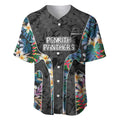 Penrith Panthers Baseball Jersey Tropical Hibiscus Floral Pattern With Black And Grey Accents