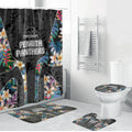 Penrith Panthers Bathroom Set Tropical Hibiscus Floral Pattern With Black And Grey Accents