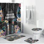 Penrith Panthers Bathroom Set Tropical Hibiscus Floral Pattern With Black And Grey Accents