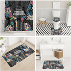 Penrith Panthers Bathroom Set Tropical Hibiscus Floral Pattern With Black And Grey Accents